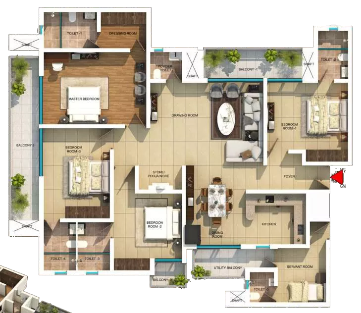4 BHK Floor Plan
