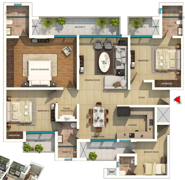 3 BHK Floor Plan