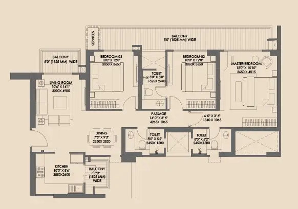 3 BHK Floor Plan