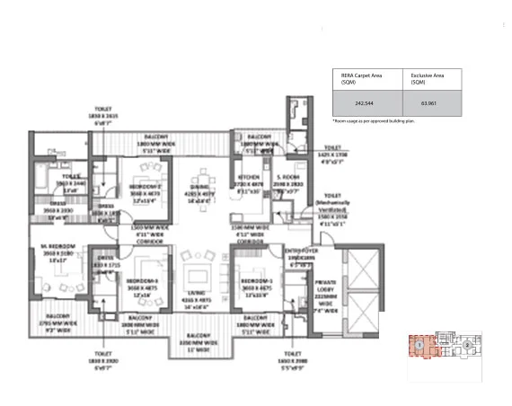 4 BHK Floor Plan