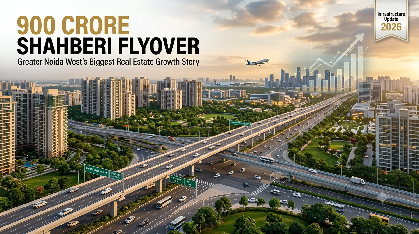 Property Dealers in Greater Noida explaining the impact of the Rs. 900 crore Shahberi Double-Decker Flyover on Greater Noida West real estate and infrastructure.