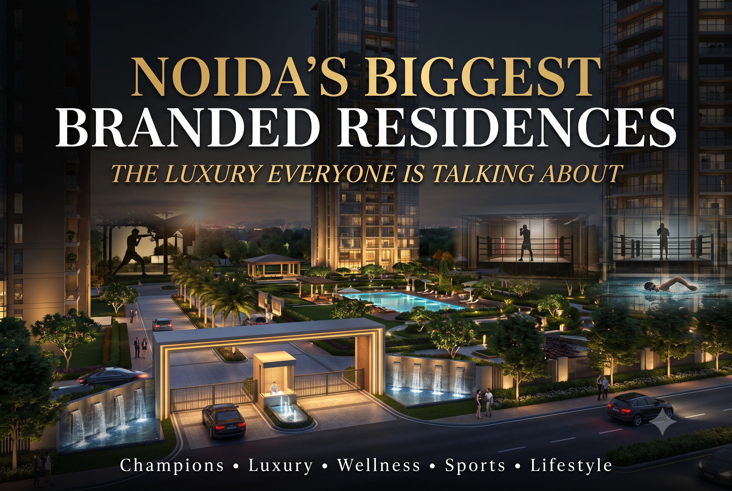Noida’s Biggest Branded Residences showcasing a luxury residential lifestyle with premium architecture, landscaped greens, swimming pools, sports and wellness facilities_BOP.IN_BOP_BOPGROUP_BOPREALYTY_BOPREALESTATE